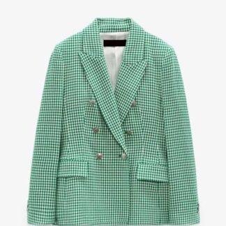 Emily in Paris S02 Emily Cooper Green Houndstooth Blazer