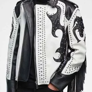 Tribal Rock Punk Gothic Rivet Studded Biker Fringe Jacket