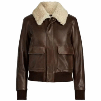 Women Shearling Aviator Bomber Jacket