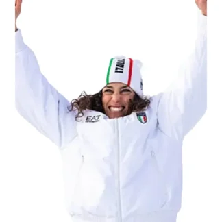 Milano Cortina 2026 Winter Olympic Federica Brignone Team Italy EA7 White Jacket For Unisex