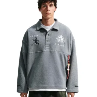 Unisex Travis Scott Cactus Plant Flea Market x Nike ACG Long Sleeve Grey Polo Shirt
